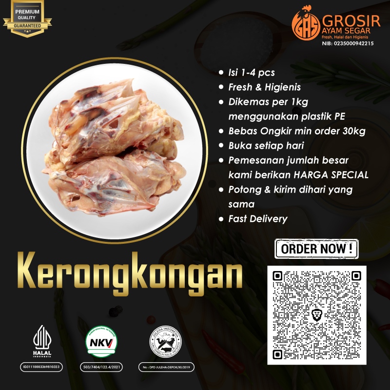 

Tulang Dada Utuh/Kerongkongan/ Whole Chicken Bones 1kg