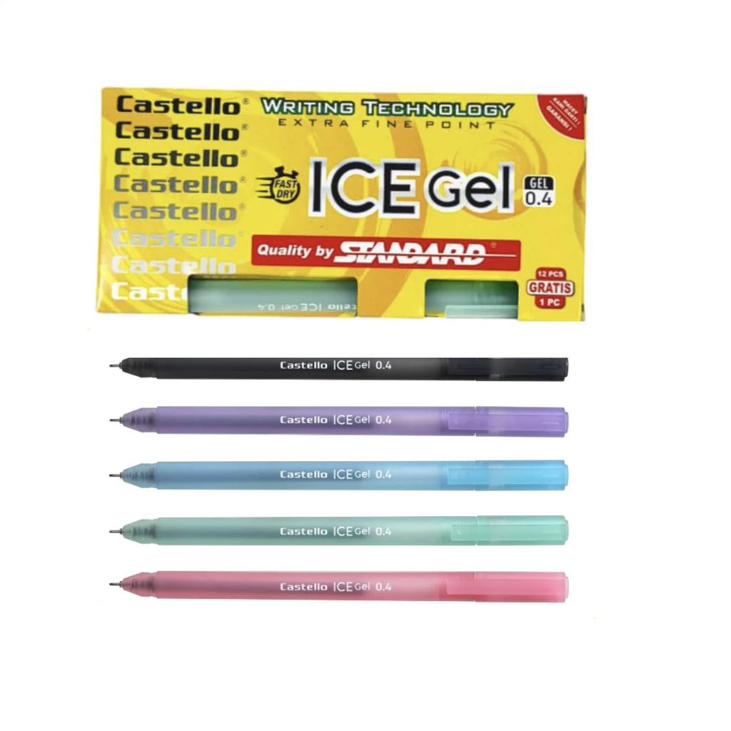 

1 LSN / 12 PCS Standard Pen - Castello Ice Gel 0.4 (Pulpen, Pena, Ballpoint, Alat Tulis)