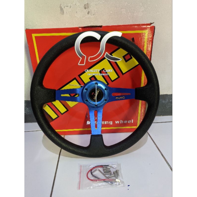 Stir/Steer/Setir Racing Momo Biru Celong 14inch