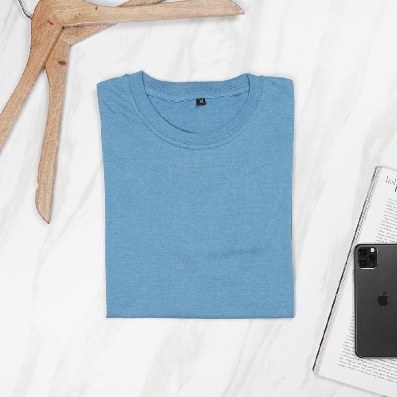 Kaos Polos Atasan Pria Wanita Oblong Pendek PE Soft || Baju Polos Pria Termurah-BIRU MUDA XL