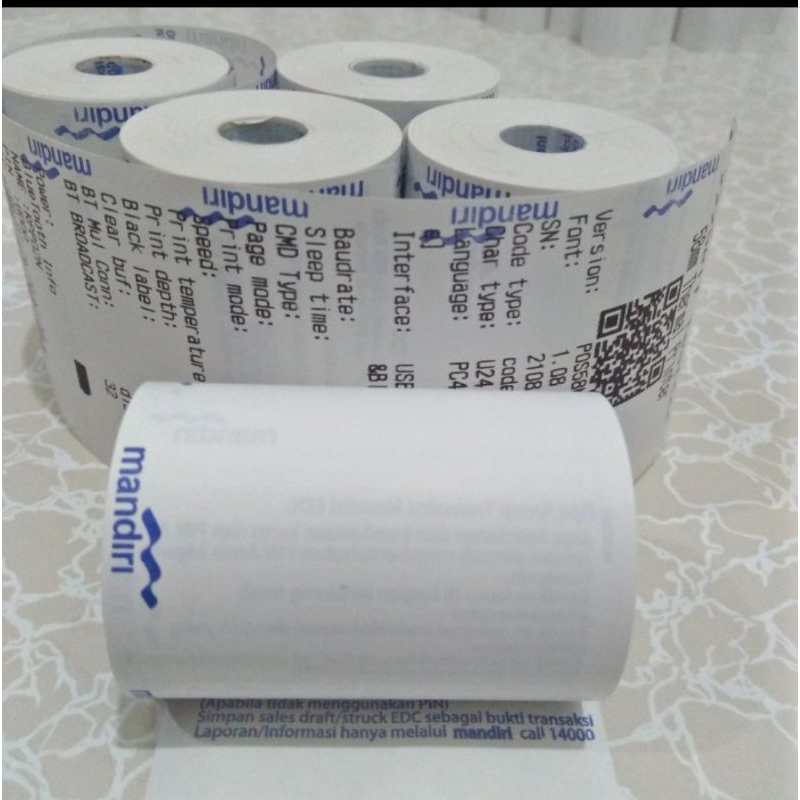 

Kertas Struk Thermal Edc logo mandiri 57/58x40mm Murah