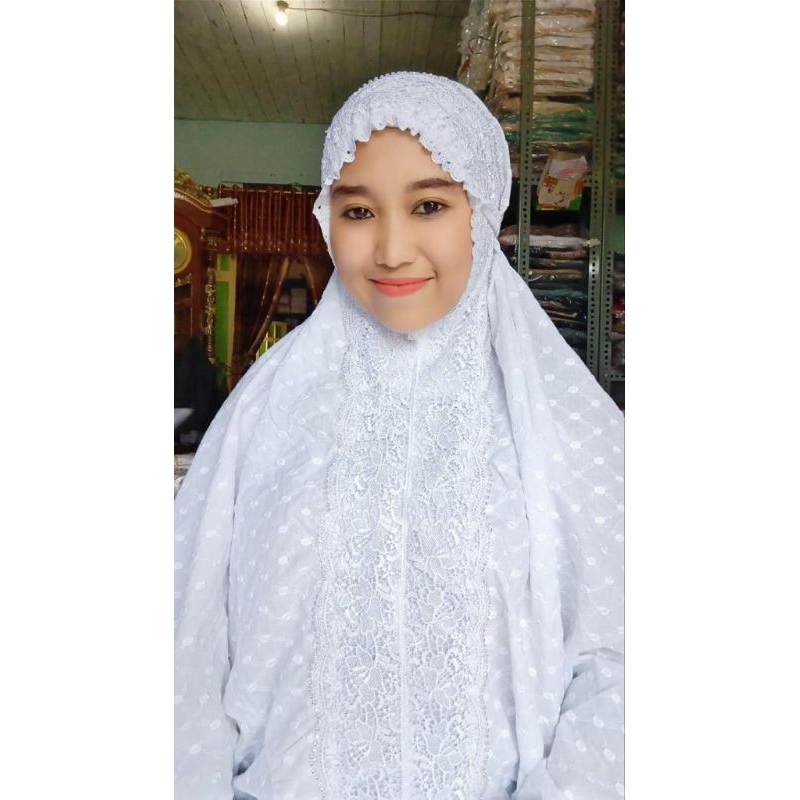 Mukena Terusan Katun Bentol Swarovski Premium