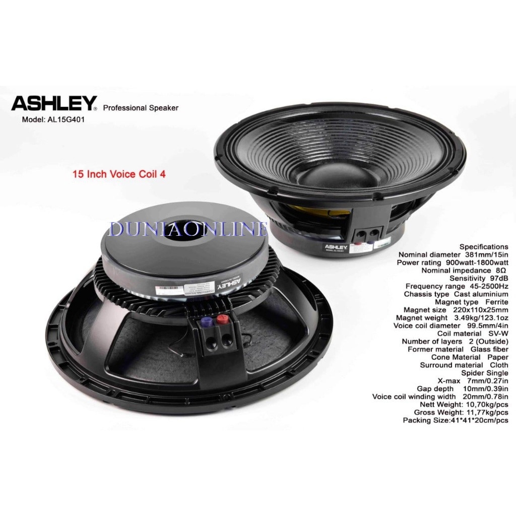 speaker component Ashley Al15G401 Al 15G401 woofer 15inch mid low