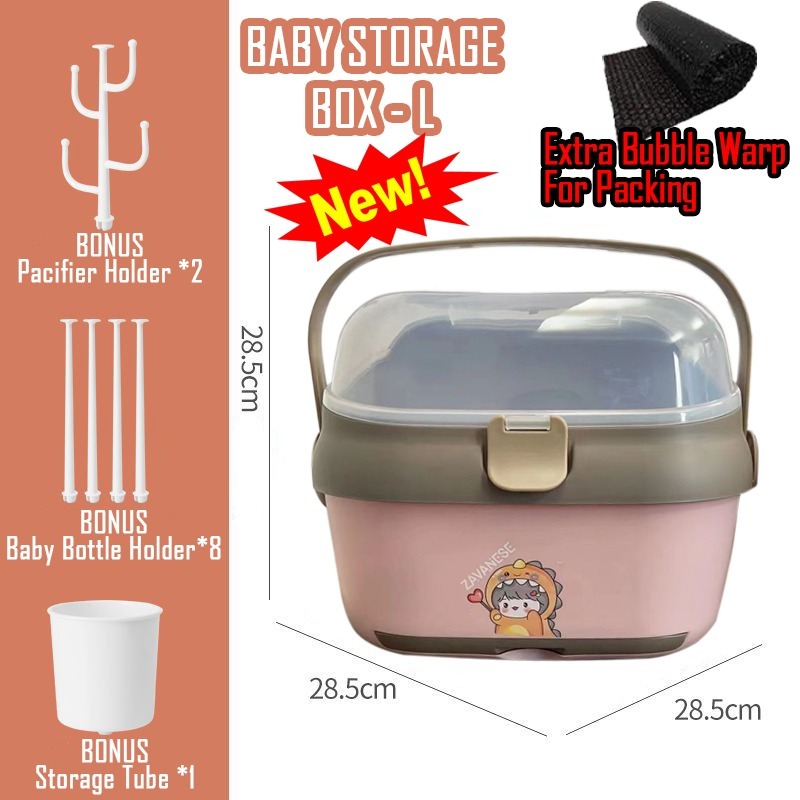 *COD* Rak Pengering Botol Bayi Zavanese Perlengkapan Bayi - Pengering Botol Gelas Serbaguna-CHERRY POWDER+BUBBLE