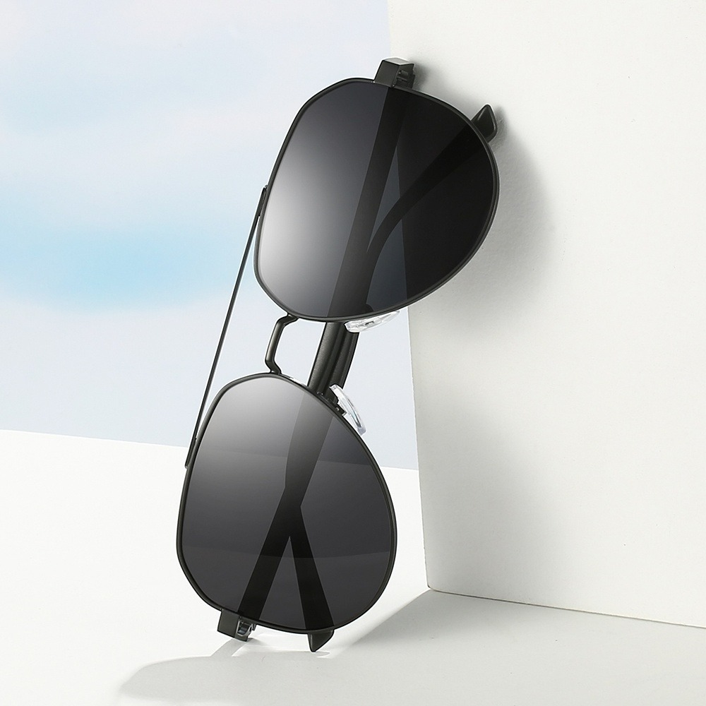 Frame Anti Sinar Matahari Kacamata Hitam Polarized Pria Cowok Wanita Keran Besar Elastik TR90 Besi A