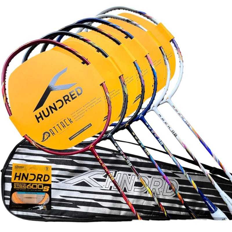 RAKET BADMINTON HUNDRED HNDRD ROCK R 8+SENAR+GRIP+TAS