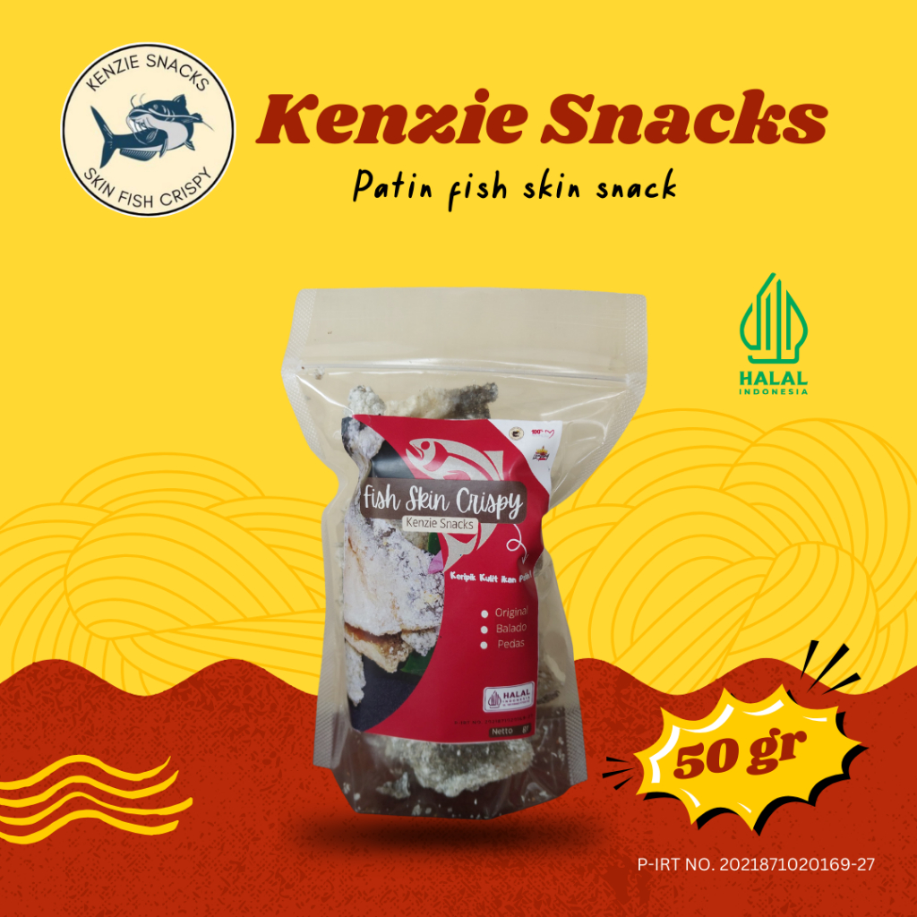 

Kripik Kulit Ikan Patin Kenzie Snacks 50 gr