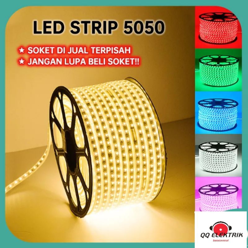 Lampu LED Strip Selang 5050 SMD AC 220V Eceran 1 Meter