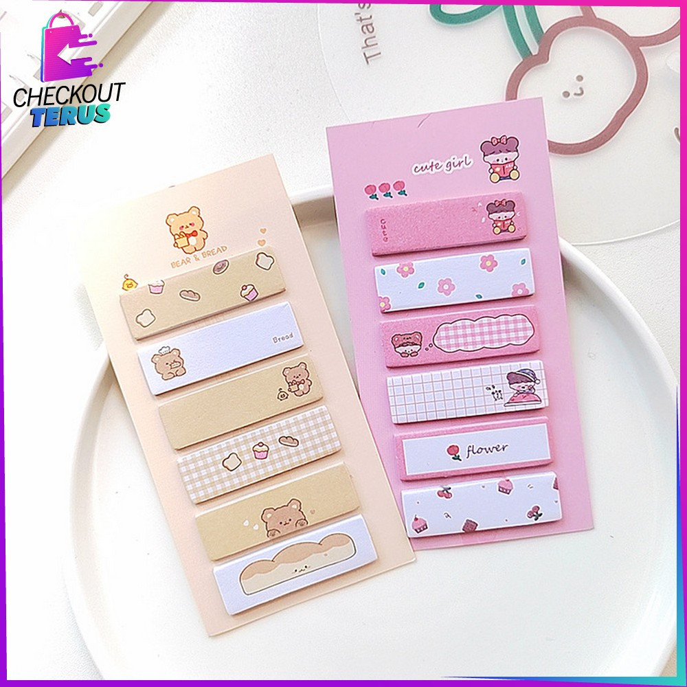 

CT A79 Sticky Note 6 Baris 120 Lembar Karakter Lucu Korean Office Cute Note Kertas Memo Pembatas Buku Perlengkapan Sekolah dan Kantor