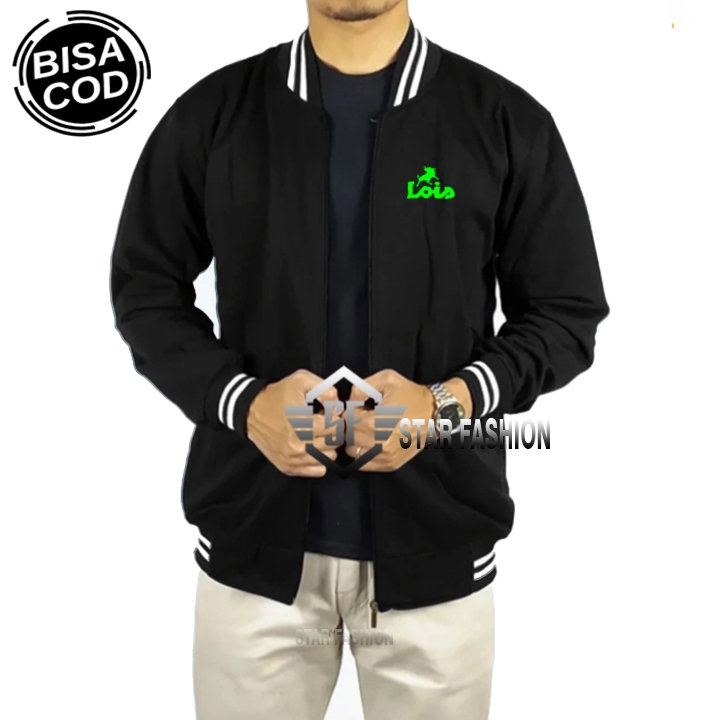 PROMO... Jaket Baseball Varsity Lois Text Neon Premium Quality Pria & Wanita