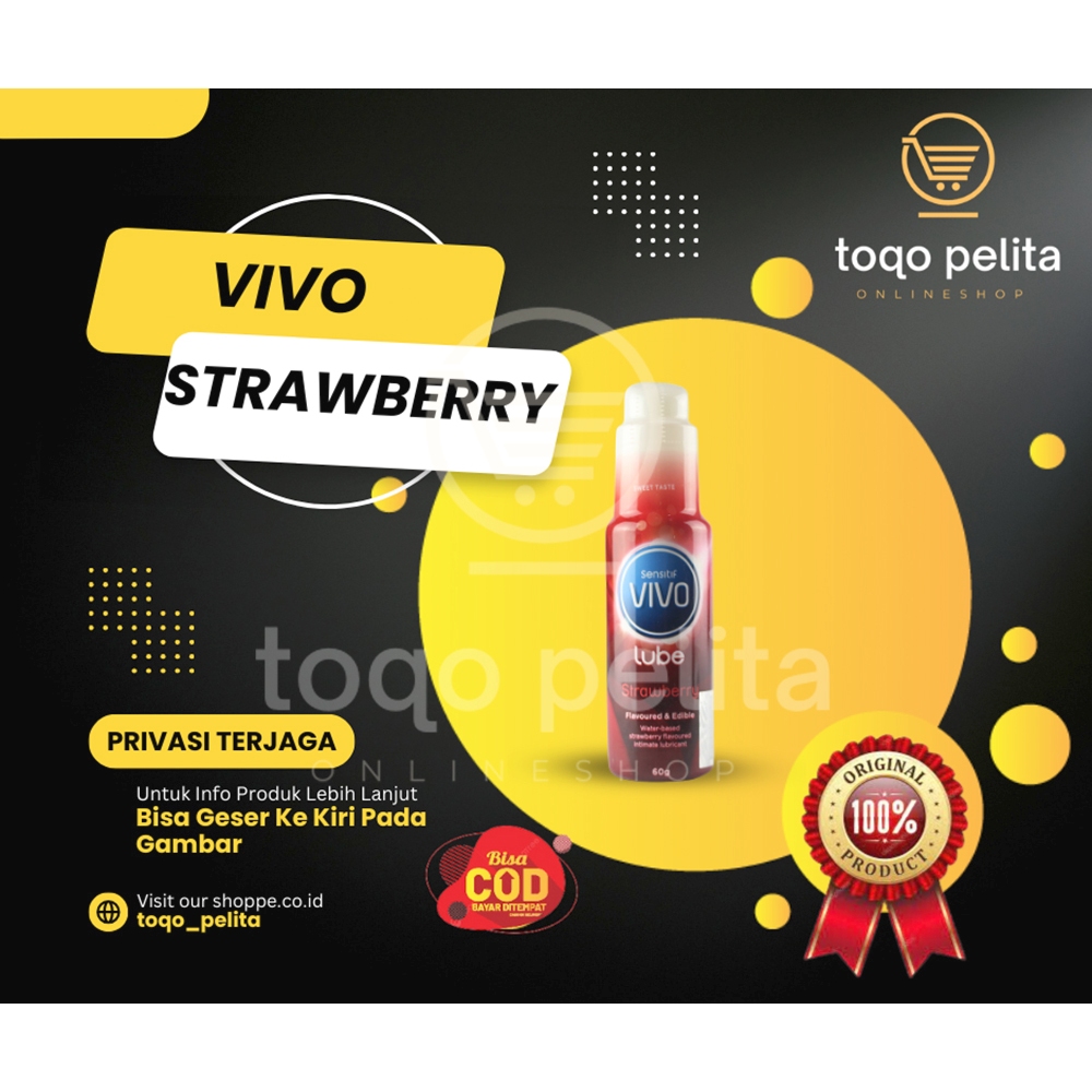 Vivo Strawberry Lubricant 60gr - Gel Pelumas Vagina/Wanita/Anal - Jel Pelicin Kondom/Pria/Penis/Mr_p