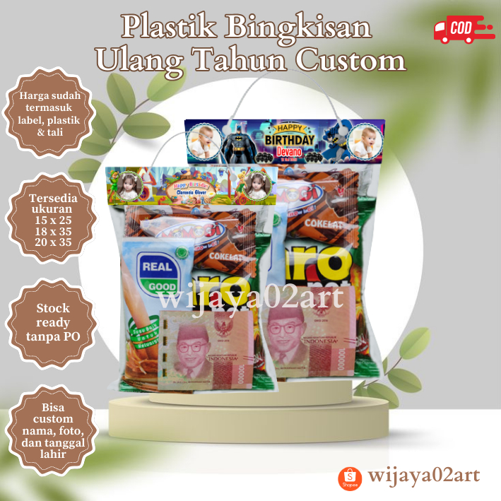 

plastik bingkisan ulang tahun / plastik snack ulang tahun custom (isi 25 pcs)