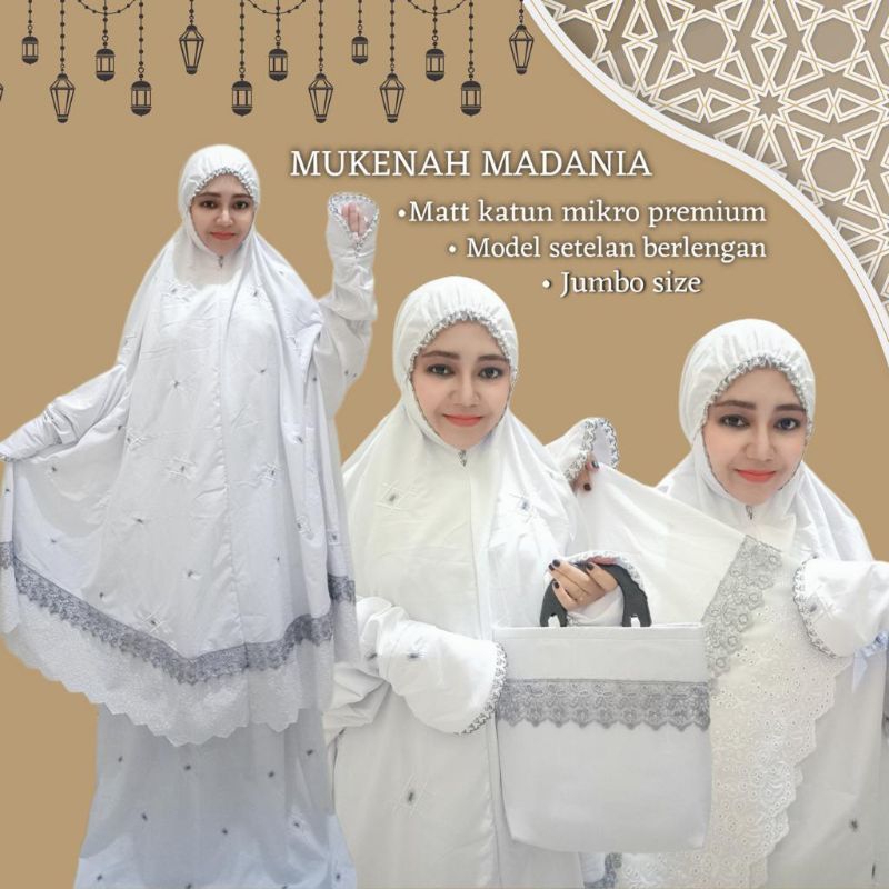 MUKENA MADANIA MATT KATUN MIKRO PREMIUM STELAN BERLENGAN