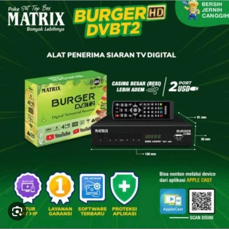Set Top Box Matrix Burger DVB-T2 STB TV Digital SNI