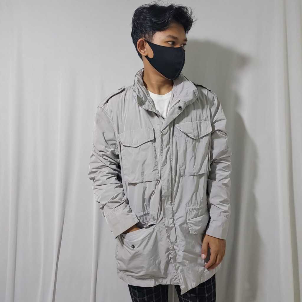 JAKET PARKA CALVIN KLEIN GREY PRIA WANITA ORIGINAL SECOND PRELOVED TERMURAH