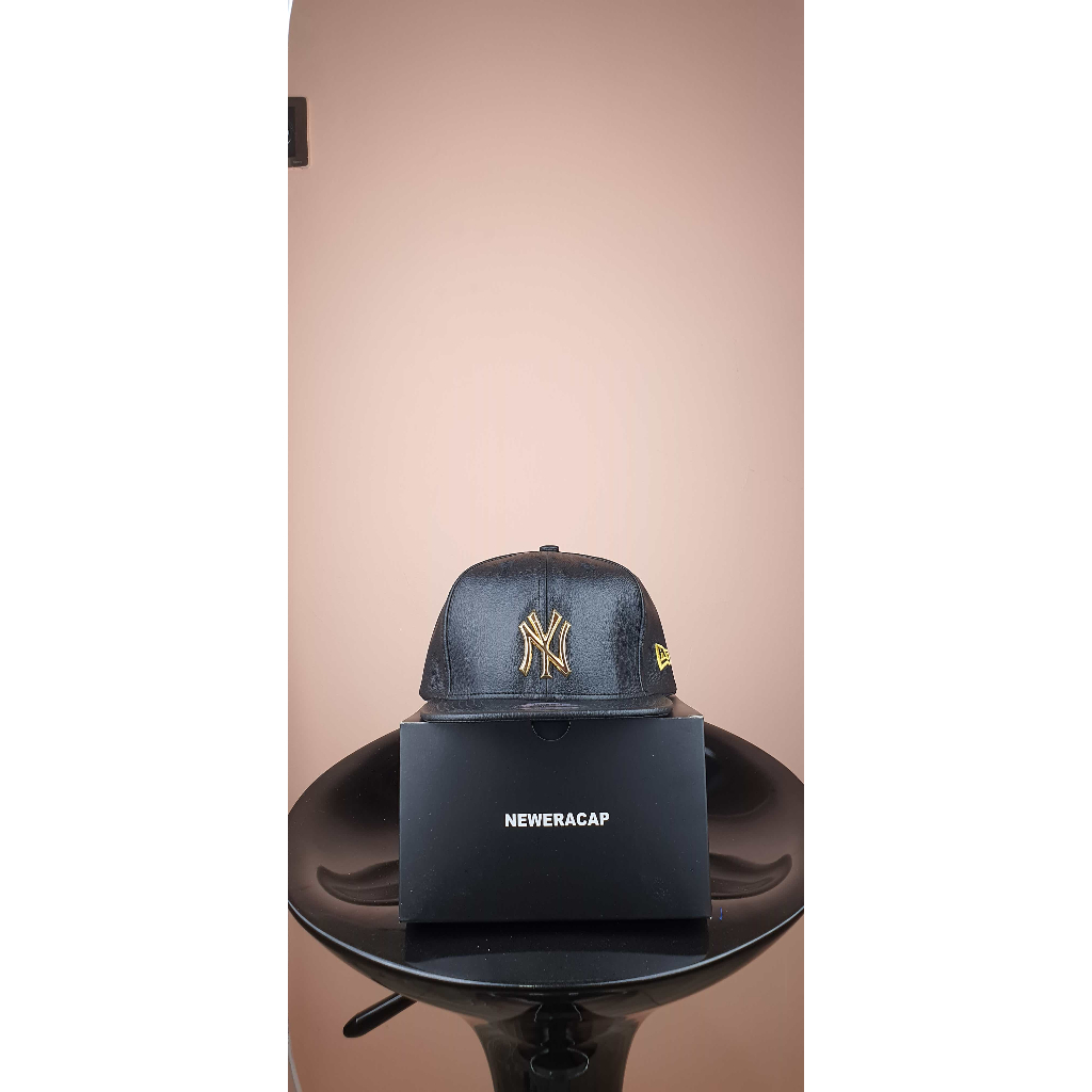 ny hitam kulit besi gold Topi Pria Baseball Snapback Polos Wanita Unisex Premium