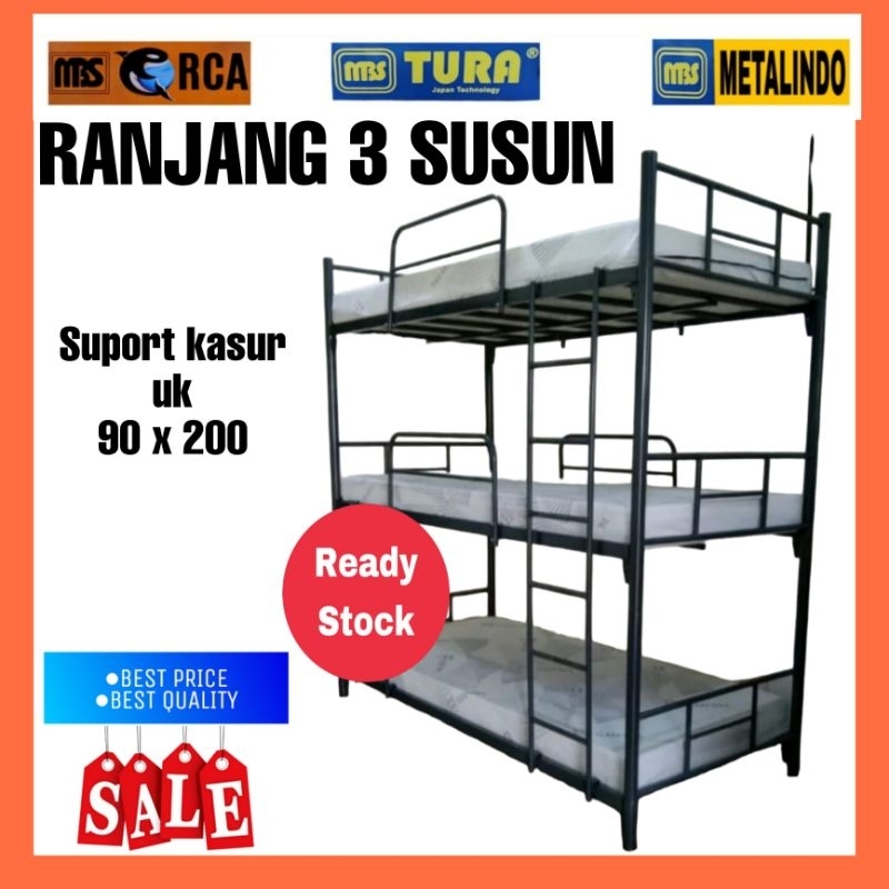 Ranjang 3 Susun Ranjang Tingkat Bunk Bed Tempat Tidur Tingkat