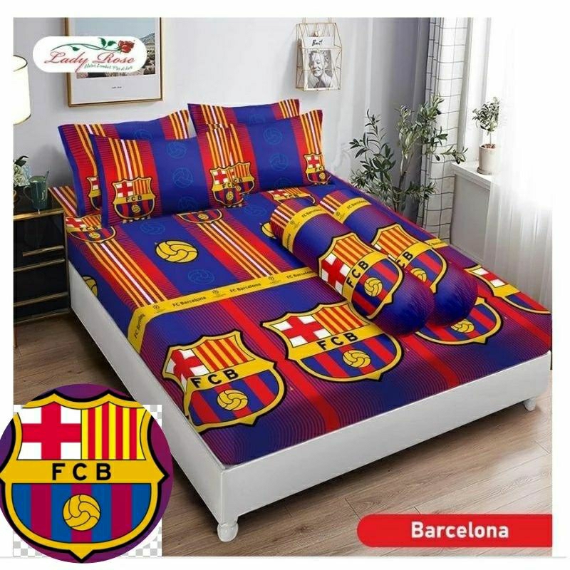 Sprei lady rose 160&180/160x200&180x200/queen&king/no.1&2 motif bola/sepak bola/barca/barcelona/barc