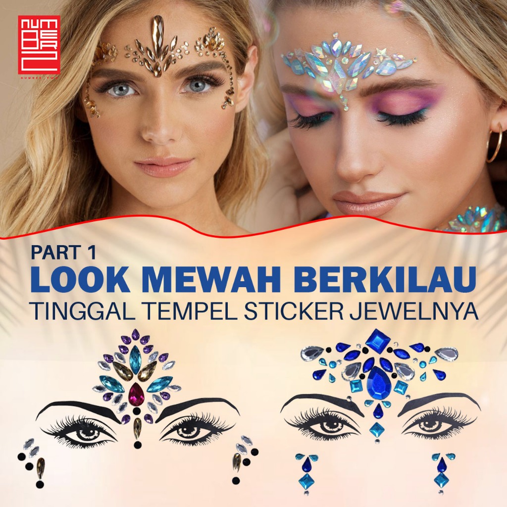 

Sticker wajah jewel estetik kaca timbul aesthetic jewels bahan resin akrilik acrylic look cantik