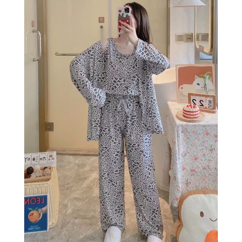 Set piyama kimono 3in1 Import pp /piyama lengan panjang/piyama wanita murah