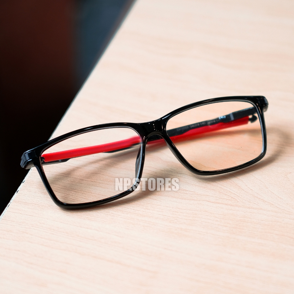Frame Kacamata Pria Wanita Casual Sport Engsel Per Gagang Lapis Rubber Merah NP.STORES CGD24