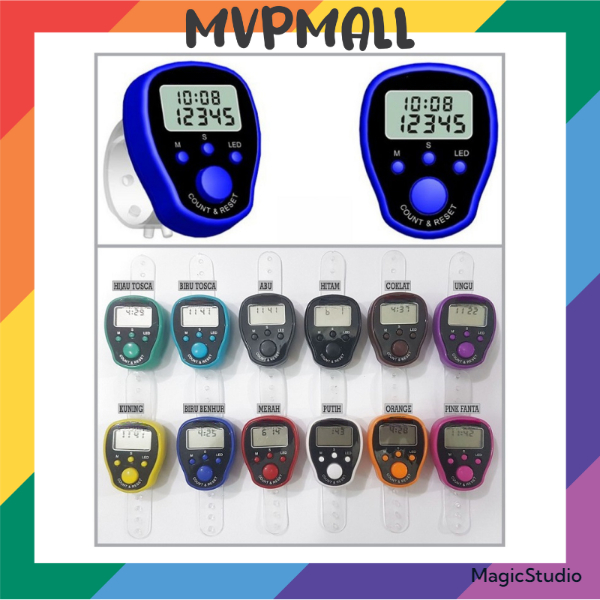 [BISA COD] Tasbih Digital LED Jam Finger Tally Counter Digital Tally Tasbih Digital Mini dengan Jam 