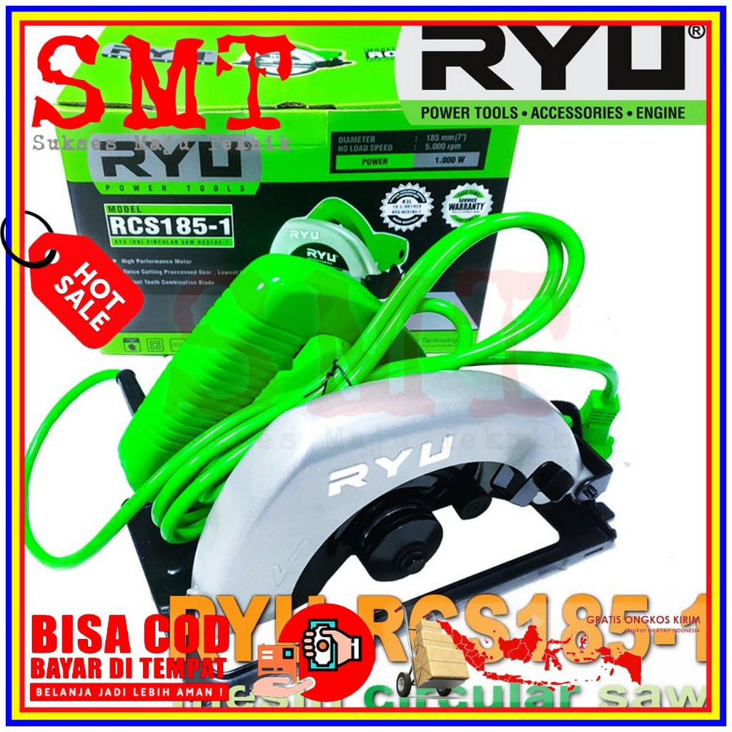 Ryu Mesin Circular Saw RCS185-1 Mesin Gergaji Listrik 7inch Mesin Pemotong Kayu Besi dll