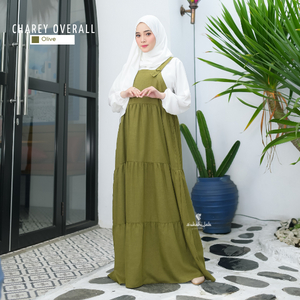 SUKAHIJAB - Charey overall Mididress Anak perempuan Rok Jeans Gamis wanita Motif bunga Terbaru Outer