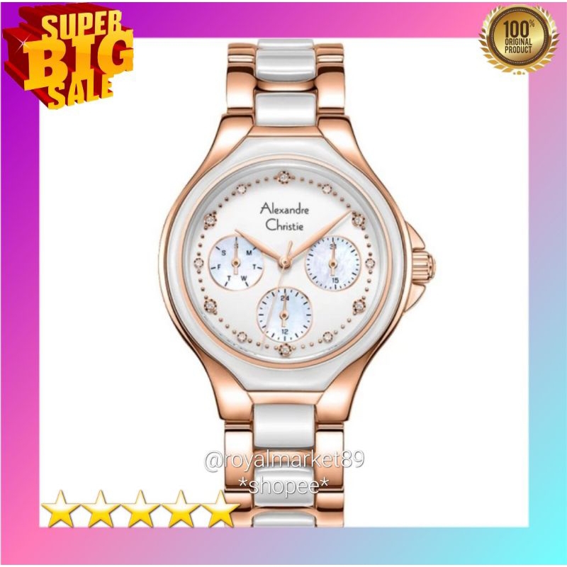 [PILIHAN WARNA LAIN GESER FOTONYA] ORI JAM TANGAN WANITA ALEXANDRE CHRISTIE ANALOG KERAMIK ARLOJI WA