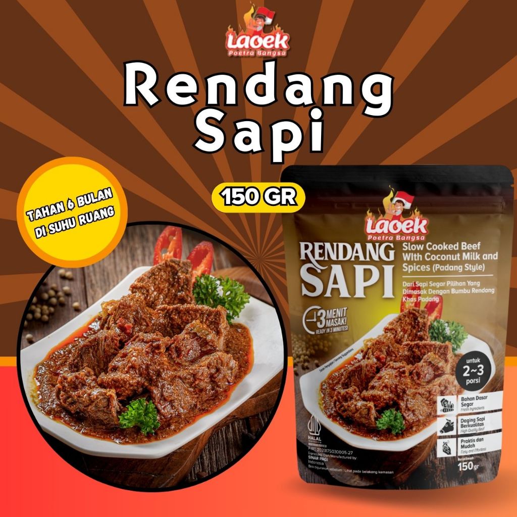 

Rendang Sapi Laoek Poetra Bangsa Lauk instan Siap Saji Siap Makan