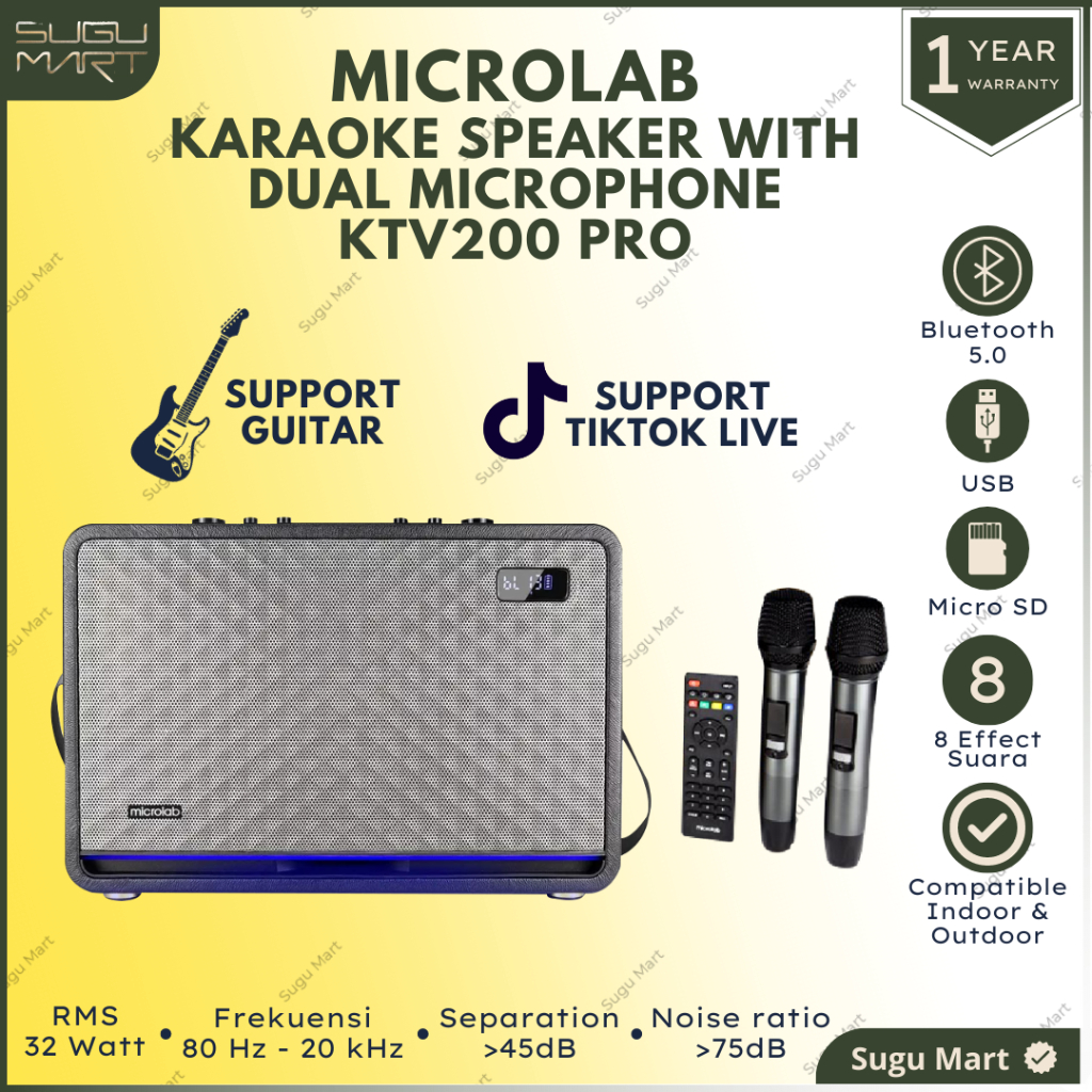 Microlab Speaker KTV200 Pro | Speaker With Dual Microphone | Speaker Karoke | Speaker Karaoke