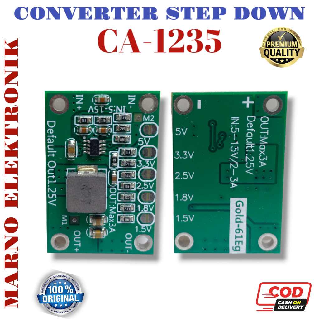 CUCI GUDANG MODUL STEP DOWN ADJUSTABLE CA-1235 MP1495 3A DC-DC BUCK CONVERTER STEP DOWN CA1235 1.2V