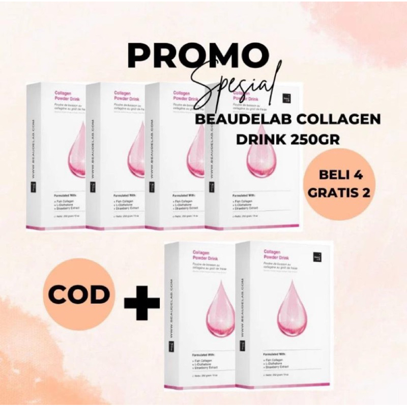 PROMO BEAUDELAB COLLAGEN POWDER DRINK KEMASAN LAMA Beli 4 Gratis 2 - Free Pouch Masker Wajah