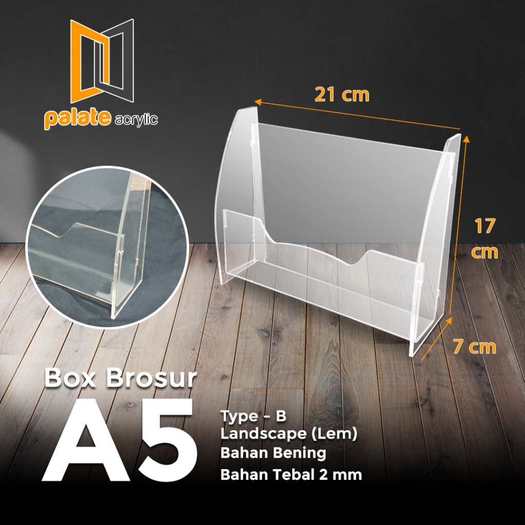 

AKRILIK TEMPAT BROSUR A5 BROCHURE HOLDER A5 FANCY LANDSCAPE 2MM - JADI