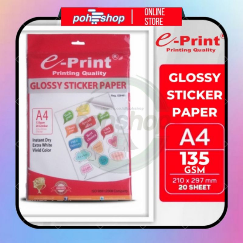 

e-Print Glossy Sticker Paper A4/135gsm 20's