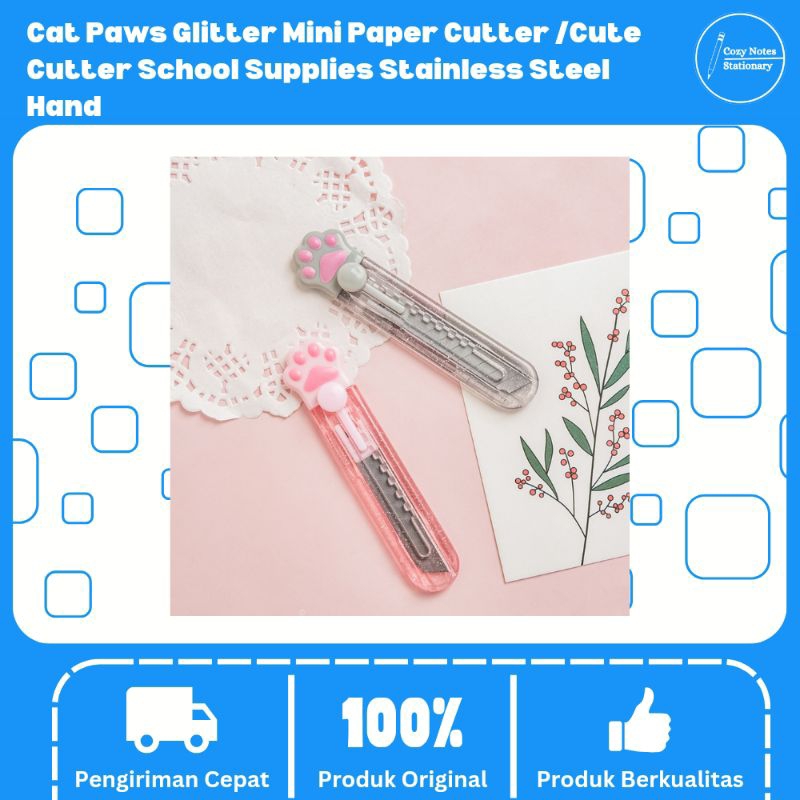 

Cat Paws Glitter Mini Paper Cutter /Cute Cutter School Supplies Stainless Steel Hand - Cutter Kucing - Cutter Lucu