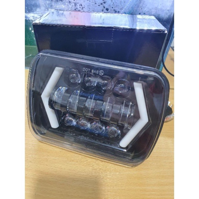 Lampu Utama LED DOT SAE Daymaker 13 Mata Kotak 7 Inchi Inci Motor Mobil 70 Watt 70W Pick Up 7K1 JEEP