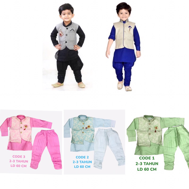 KURTA SHERWANI VEST ANAK COWOK UMUR 2-3 TAHUN / BAJU LEBARAN ANAK COWOK 2-3 TAHUN / BAJU PESTA ANAK LAKI-LAKI UMUR 2-3 TAHUN / BAJU SHERWANI INDIA / BAJU KURTA INDIA