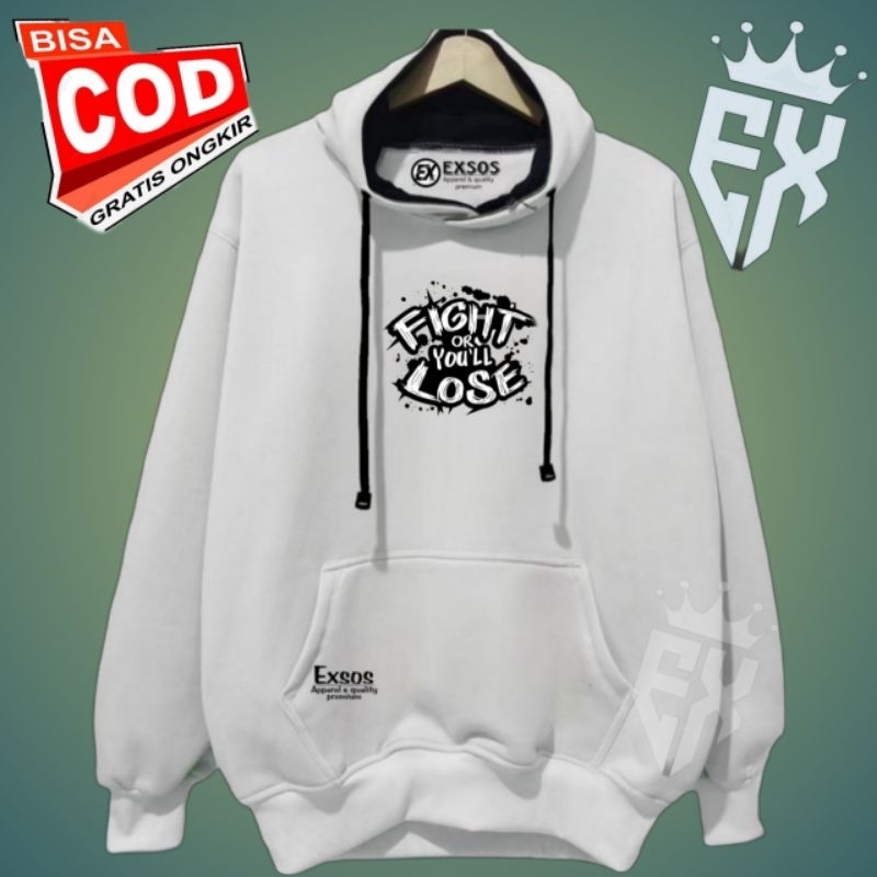 Jaket Hoodie Cewek Cowok Distro Terbaru 2023 List Putih Hoodie Jumper Oversize Distro Premium