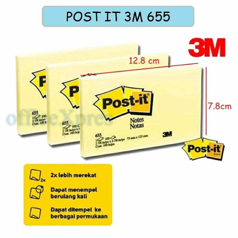 

Post it 3M tipe 655 / sticky note / keras tempel memo