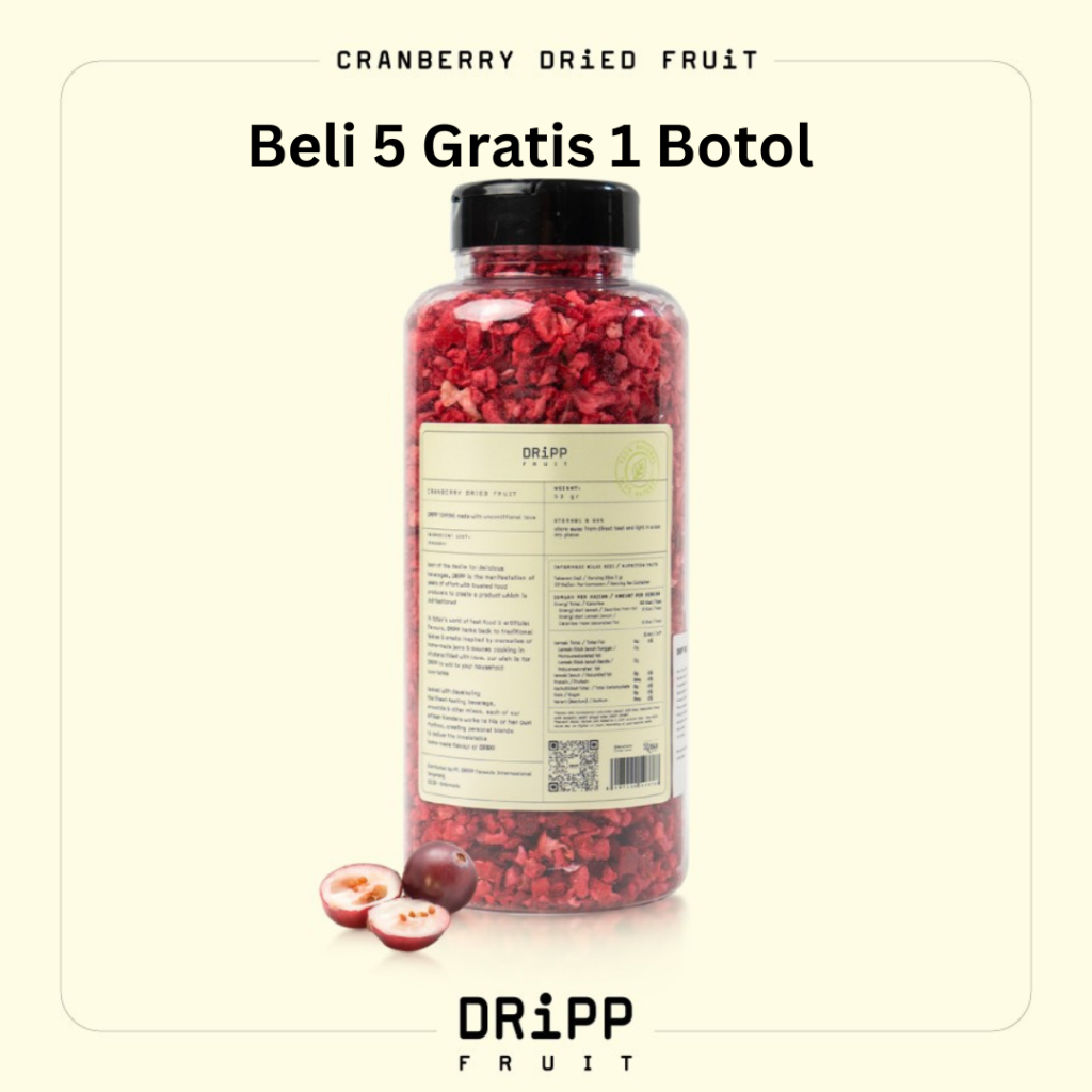 

DRiPP Dried Fruit Cranberry 90 gr - Buah Kering Cranberry Topping Minuman