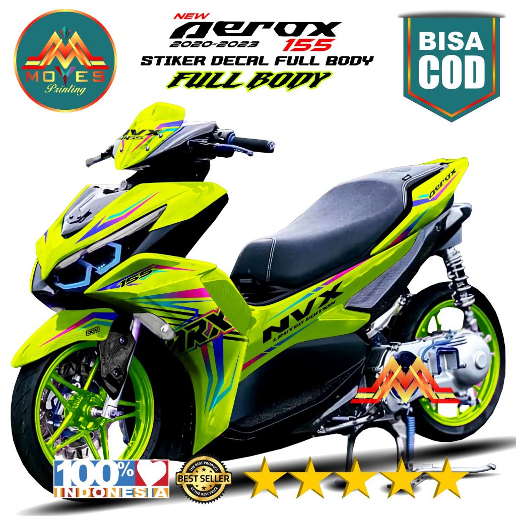 Terbaru Bisa Cod Aksesoris Motor Sticker Stiker Full Body New Aerox 155 2021 - 2024 Motif List Bungl