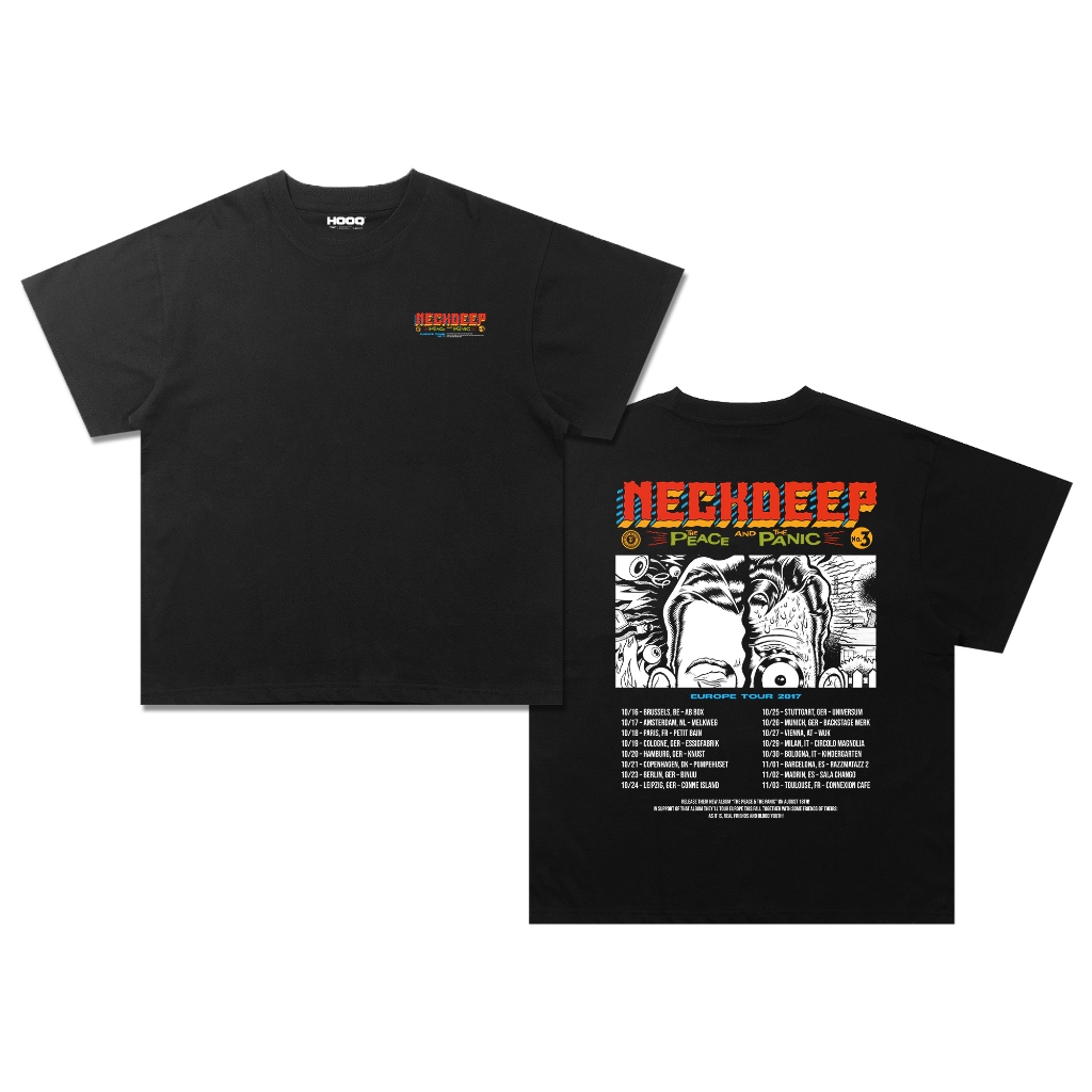 Kaos Band Neck Deep Europa Tour - Panic And Peace Vintage t-shirt Neck Deep