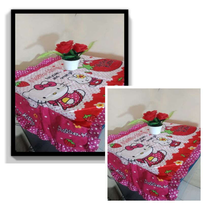 TUTUP KULKAS / TAPLAK KULKAS RENDA MOTIF HELLO KITY