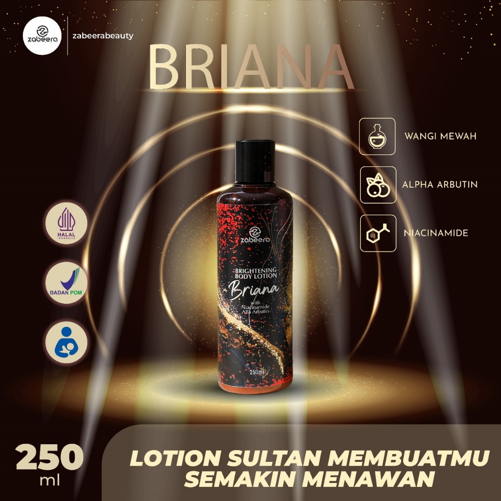 Brightening Body Lotion BRIANA 250ml | Lotion Pemutih Kulit Aman BPOM dan Halal