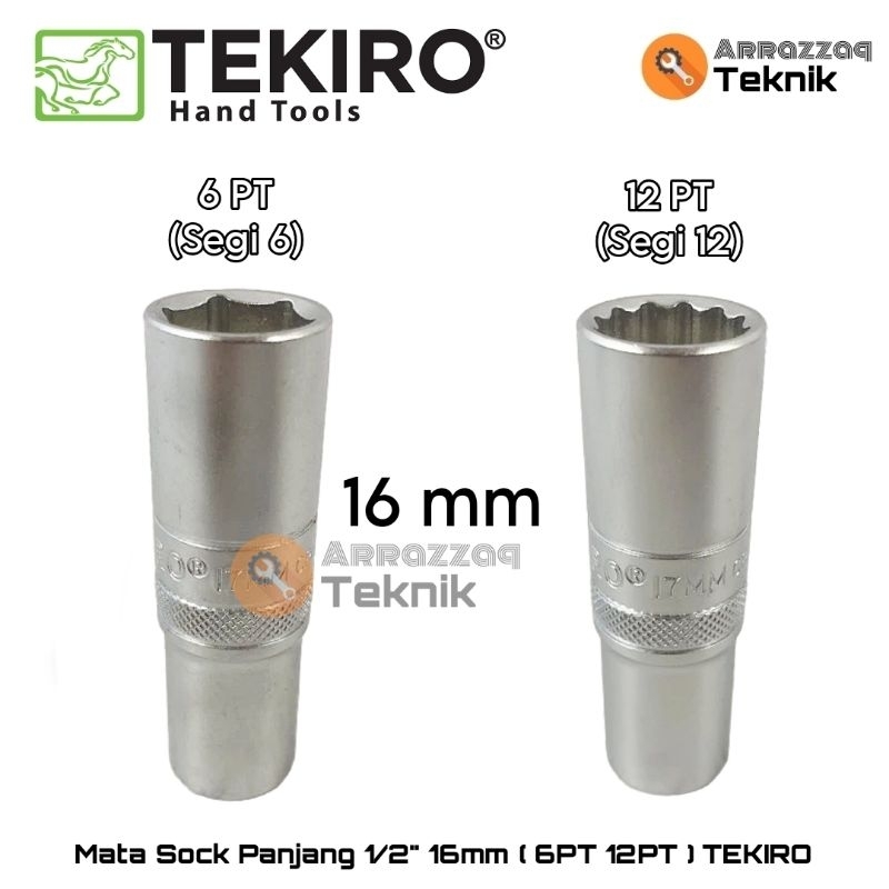 TEKIRO Kunci Mata Sock Panjang 16 mm 1/2" - Kunci Sok Shock 16mm