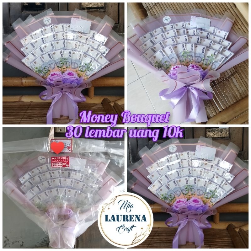 Money bouquet isi uang Asli baru tahun emisi 2022, 30 lembar uang 5rb/10rb