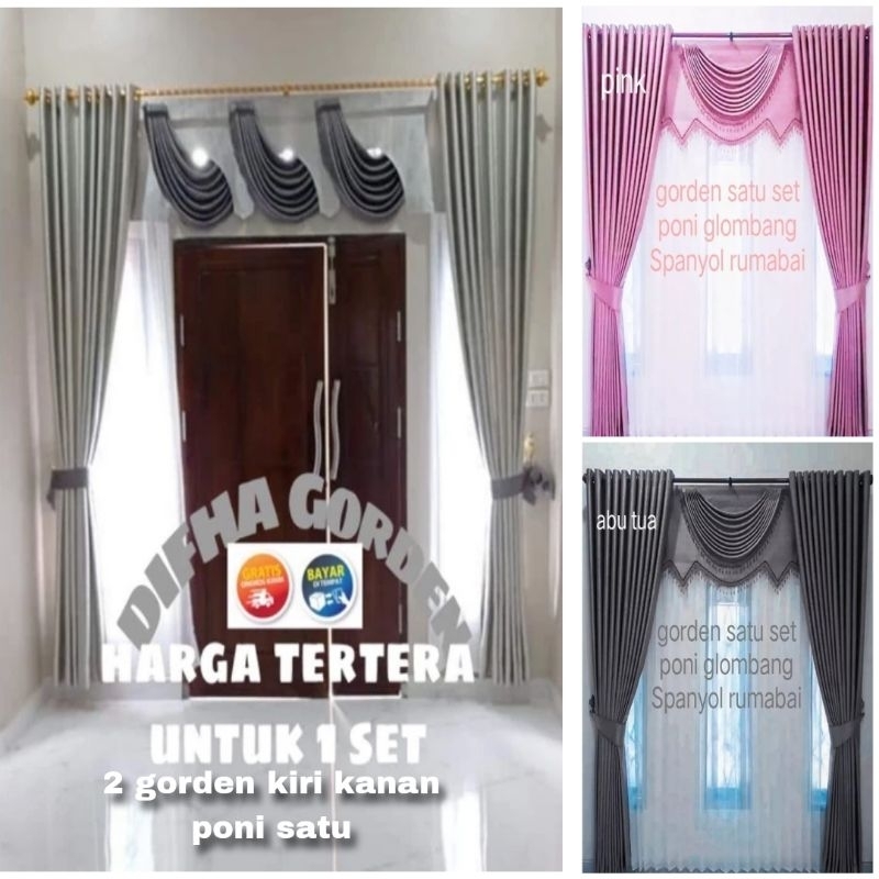 Gorden Poni Gelombang Ruang Tamu Mewah Hordeng Jendela Pintu Minimalis Gorden Hotel Kekinian Terbaru