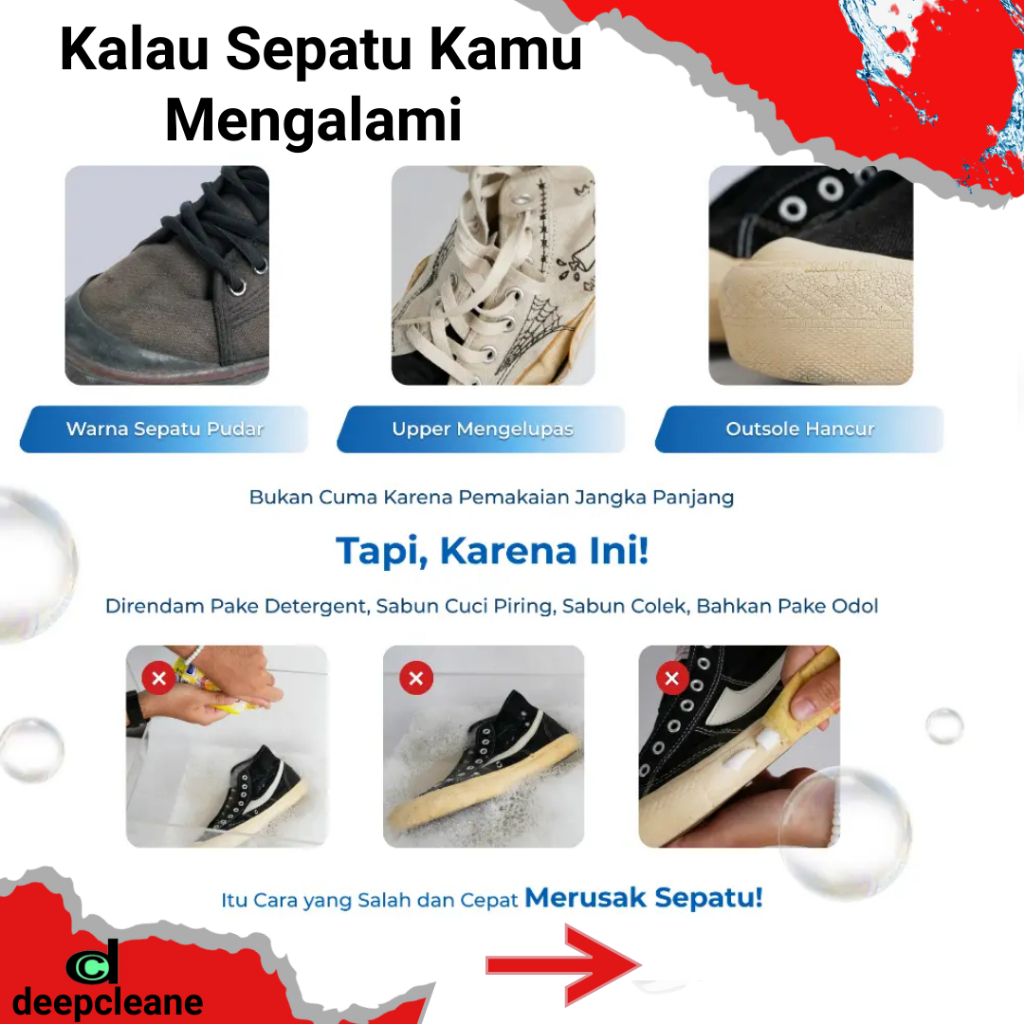 Deepcleane Cairan Pembersih Sepatu Tinggal Semprot Shoes Cleaner Pembersih Sepatu Sabun Sepatu Unyellowing Shoes