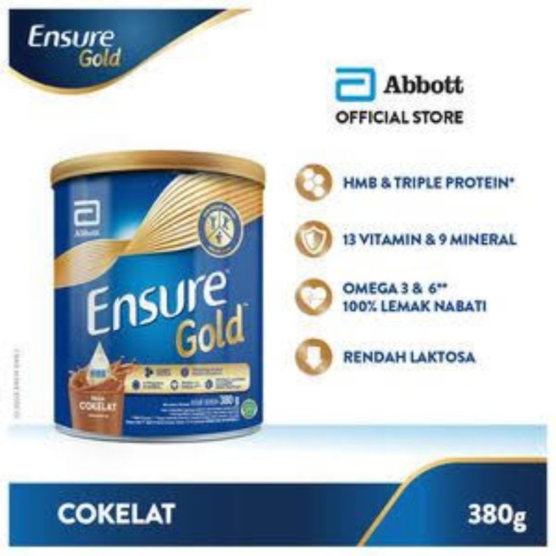 

Ensure Gold Susu Bubuk Nutrisi Dewasa Cokelat 380 g